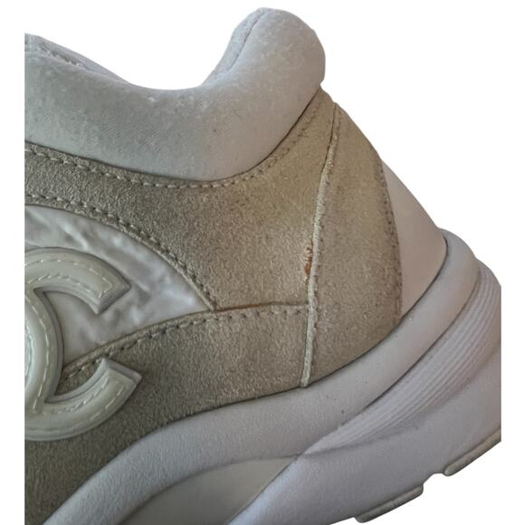 Chanel 2020 CC Logo Low Top Mixed Media Suede and Leather Nylon Chunky Sneakers - Picture 13 of 16